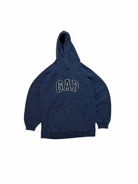 Y2K VINTAGE Gap navy boxy hoodie with embroidered logo